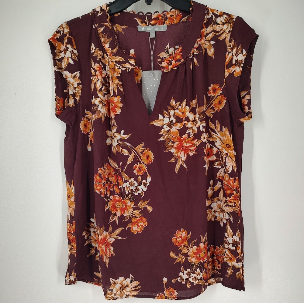 Daniel Rainn Women's Short Sleeve Brown Top Size PS